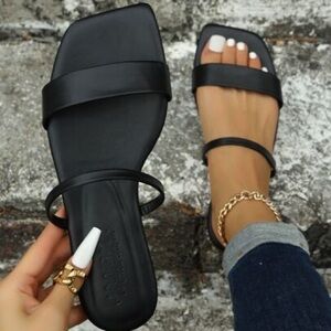 Minimalist vegan leather  black flats NIB